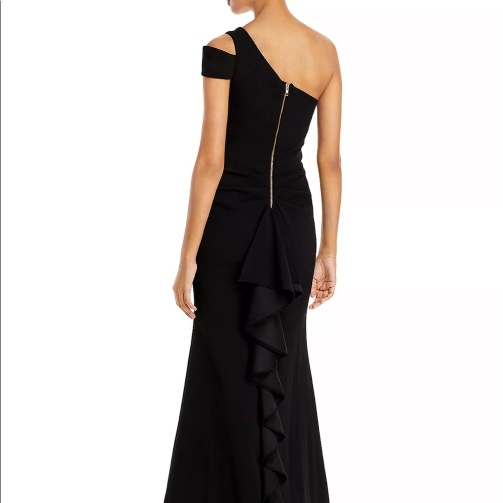 Black One-Shoulder Ruffled Gown - Picture 3 of 5